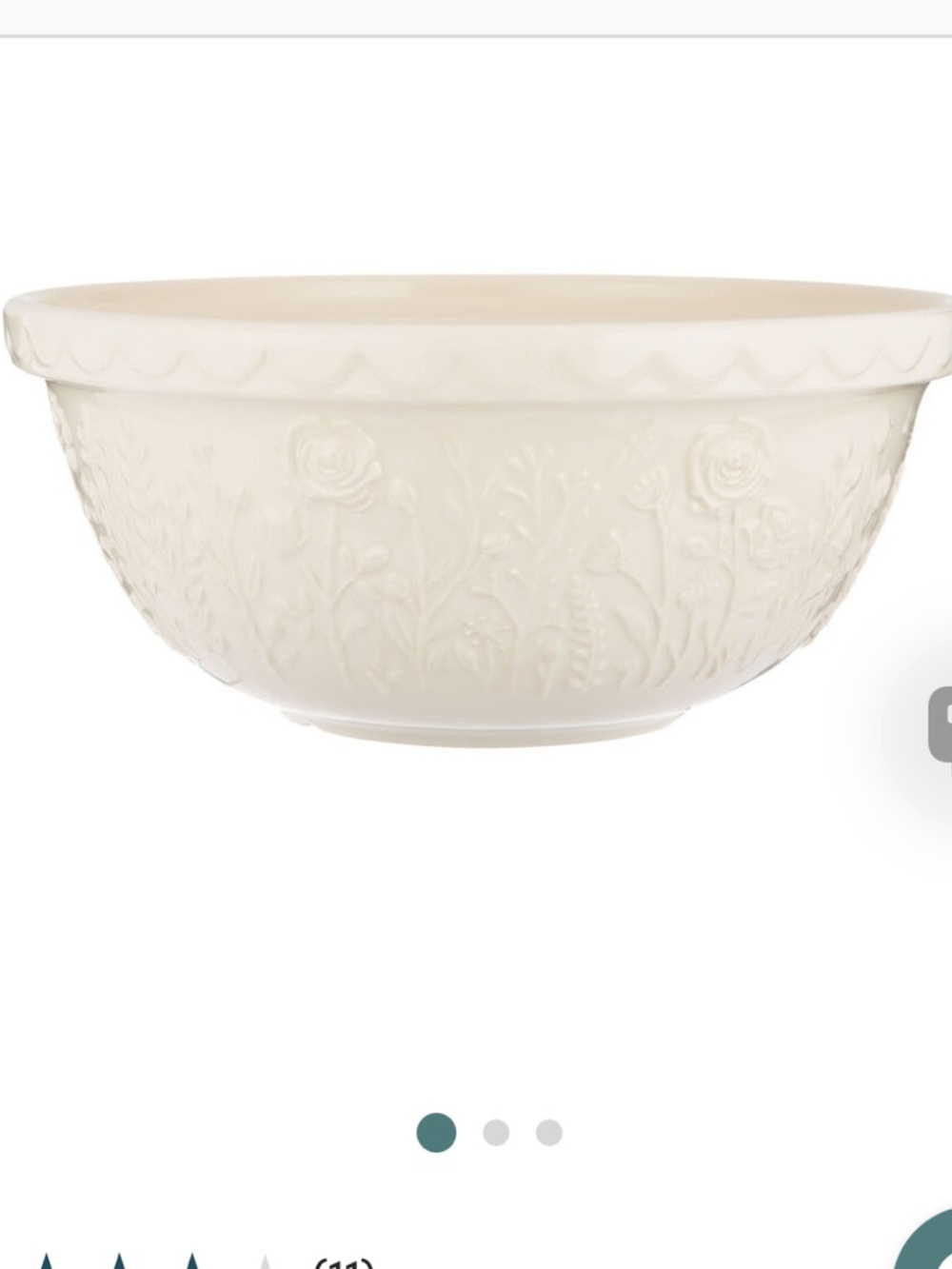 Mason Cash In the Meadow mixing bowl Cream Rose artwork 4.22 qt. capacity